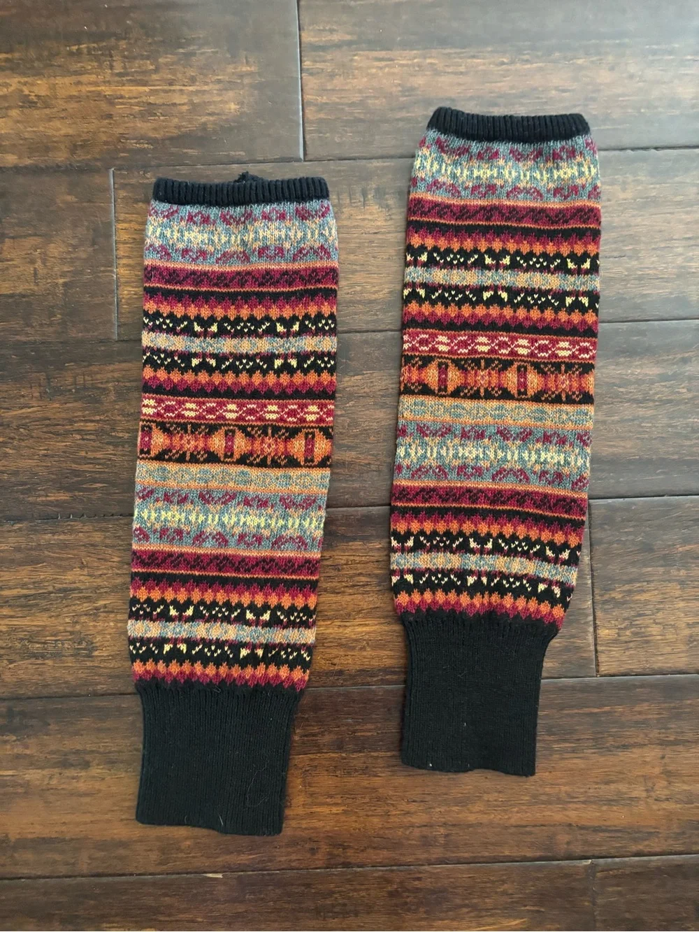 Multicolor Fair Isle Knit Leg Warmers - Patterned Winter Accessories